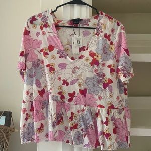 Anthropologie floral peplum top
